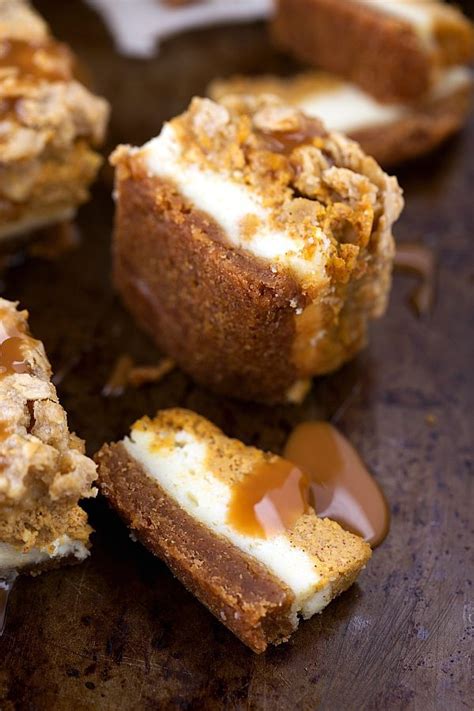 Pumpkin Caramel Cheesecake Bars With A Streusel Topping Chelseas