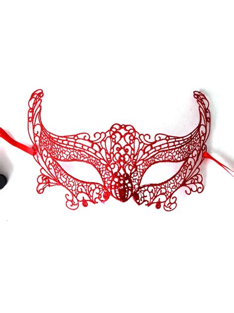 Beautiful Venetian Red Burano Lace Masquerade Mask