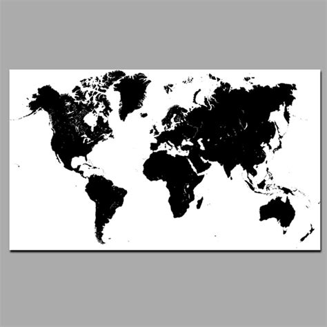 Large Size Abstract Black And White World Map Modern Painting On Canvas