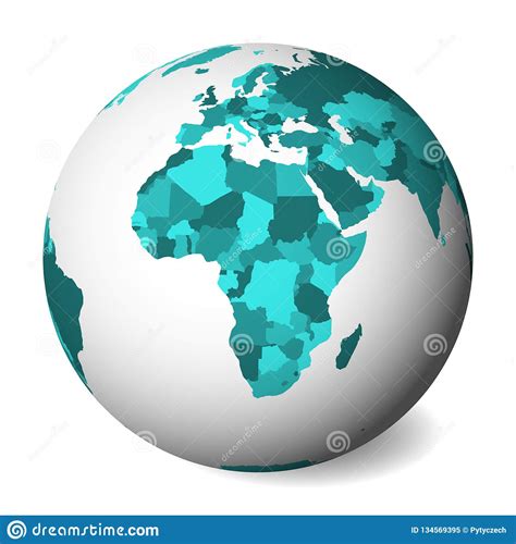 Blank Political Map Of Africa 3d Earth Globe With Turquoise Blue Map