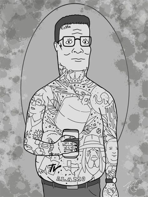Neotraditional Tattooed Hank Hill King Of The Hill Print By Kevin Thrun