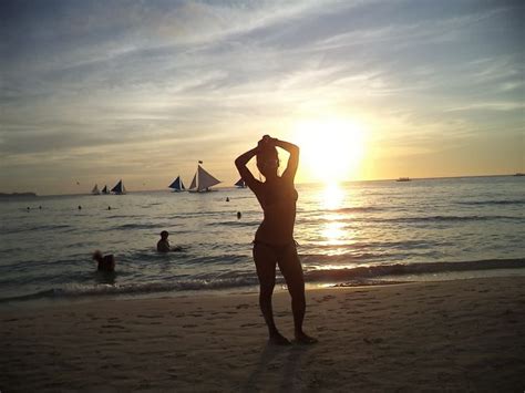Silluette Of A Beautiful Filipina Girl On The Beach In Boracay Boracaynightlife