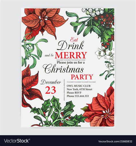 Invitation Card For A Christmas Party Design Vector Image