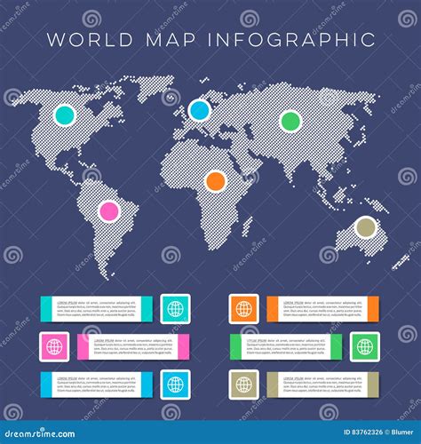 World Map Infographic Vector Template Stock Vector Illustration Of