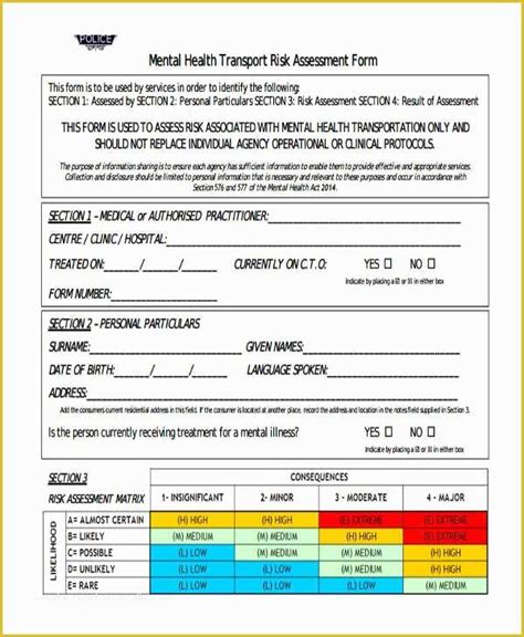 Printable Health Risk Assessment Form Printable Form Templates And