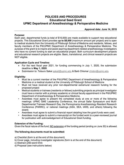 Upmc Policies And Procedures Educational Seed Grant Form 2018 Fill