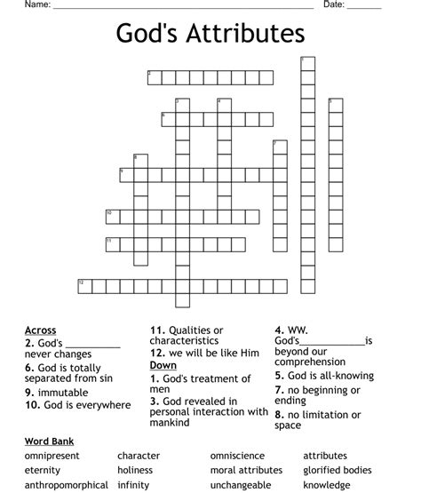 Gods Attributes Crossword Wordmint