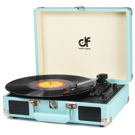 Bluetooth Portable Suitcase Record Player Vintage 3 Speed Belt Driven