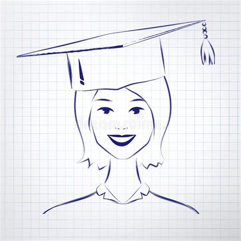 Student Girl Wearing Graduation Hat Stock Vector Illustration Of