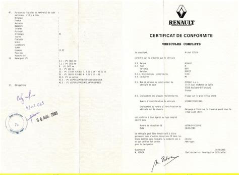 What Is The Renault Certificate Of Conformity Coc Renault Used For