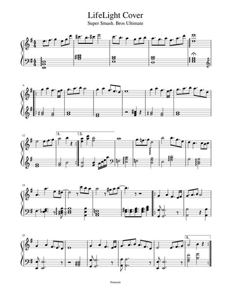 Super Smash Bros Ultimate Lifelight Easy Piano Cover Sheet Music