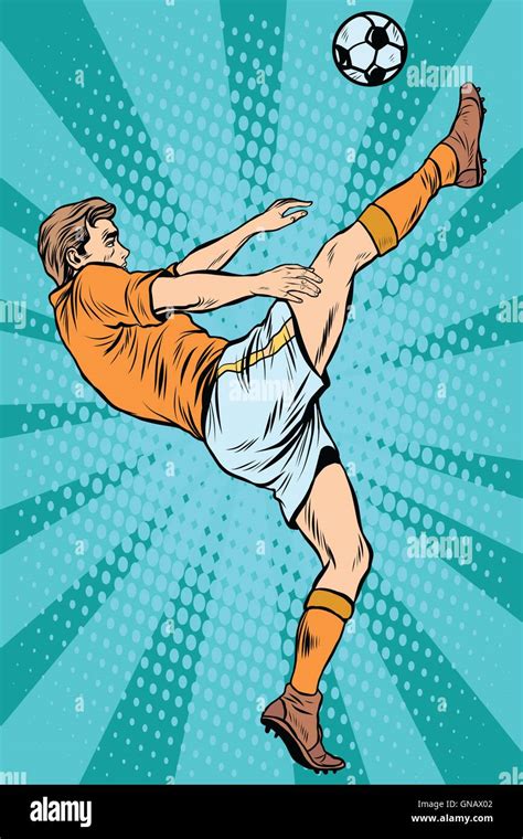 Football Soccer Player Kick The Ball Stock Vector Image And Art Alamy