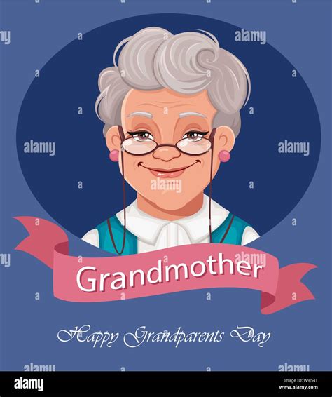 feliz día de los abuelos tarjeta de felicitación abuela alegre personaje de dibujos animados
