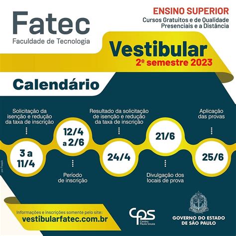 fatecs divulgam calendário do vestibular para o 2º semestre de 2023 prefeitura municipal de