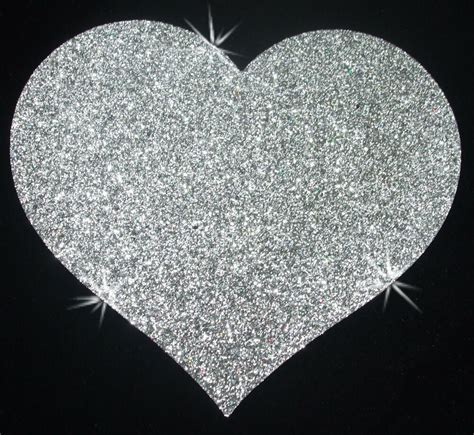 4inch Heart Fabric Material Glitter A Silver Iron On T