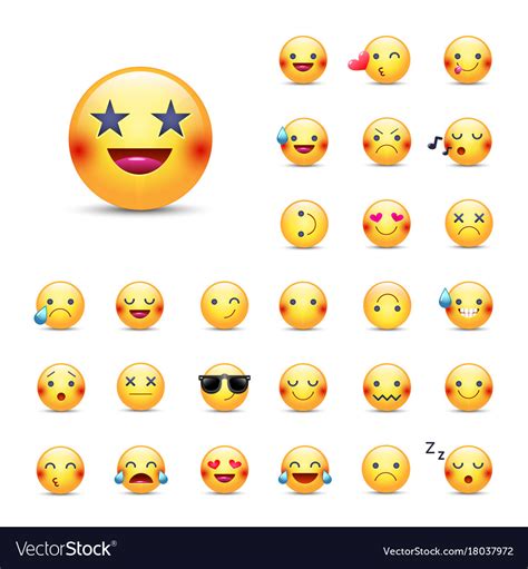 Smileys Icon Set Emoticons Pack Happy Royalty Free Vector