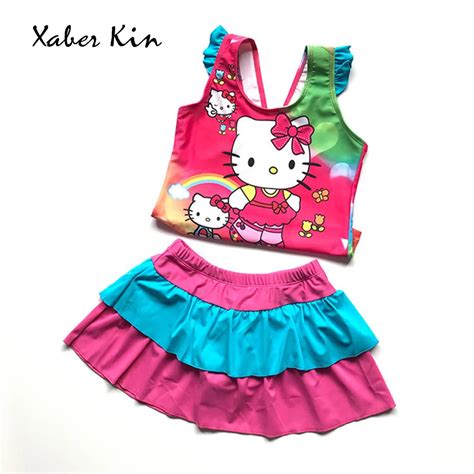 New 2017 Kids Hello Kitty Design Swimwear For Children Swimsuit Girls