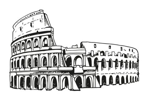 Dibujo Del Coliseo Coliseo Ilustración En Roma Italia 2024