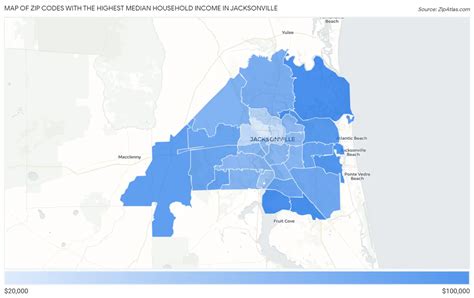 Highest Median Household Income In Jacksonville By Zip Code Zip Atlas
