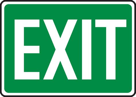 Safety Sign Exit White On Green 10 X 14 Pack10