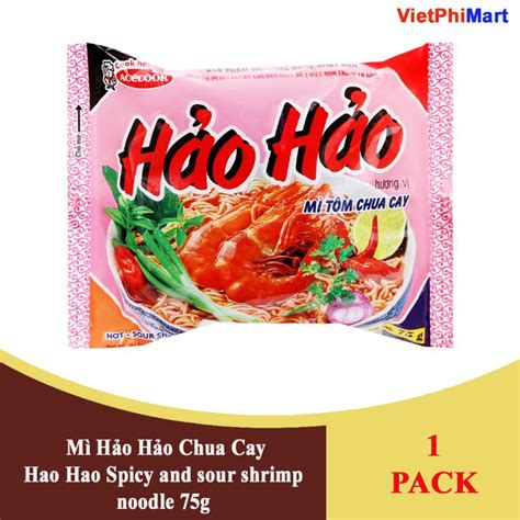 Acecook Hao Hao Spicy And Sour Shrimp Noodle 75g X1pc Mì Hảo Hảo Chua