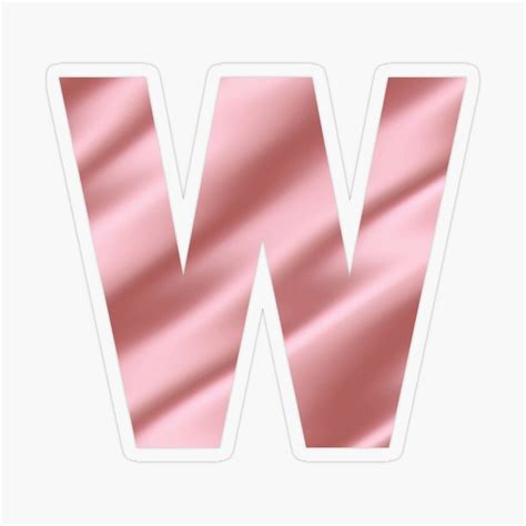 Pink Silk On Marble Initial Letter W Sticker By Kosmi Design In 2021