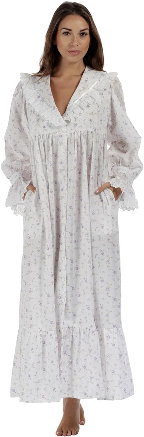 The 1 For U 100 Cotton Victorian Style Nightgownhousecoat Amelia Xs Xxxxl Small Lilac