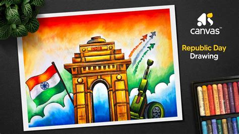 Indian Republic Day Drawing Easy Republic Day Drawing Oil Pastel YouTube