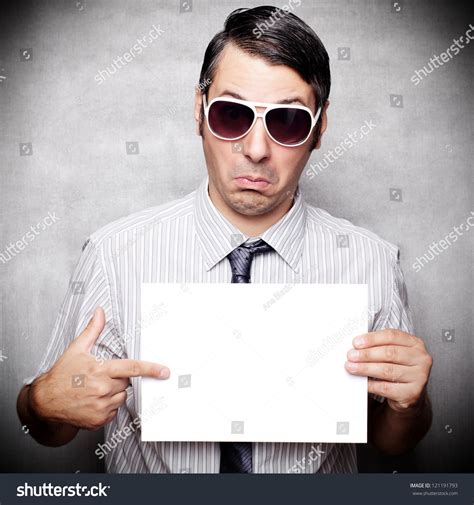 Funny Looking Guy Pointing Blank Sign Stock Photo 121191793 Shutterstock