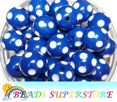 20mm Royal Blue Polka Dot Chunky Bubblegum Round Beads Etsy