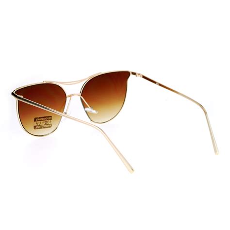 Sa106 Womens Exposed Flat Panel Lens Retro Metal Horn Rim Sunglasses Ebay