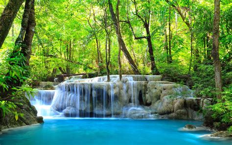 Erawan Waterfall Kanchanaburi Thailand Parks Green Nature