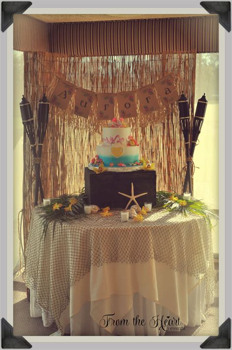 So, you have to make sure that there are at least two to three cakes in a birthday party for men. Cake table decor with custom bunting | Luau birthday party ...