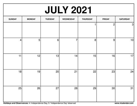 July National Day Calendar 2021 Printable Best Calendar Example Riset