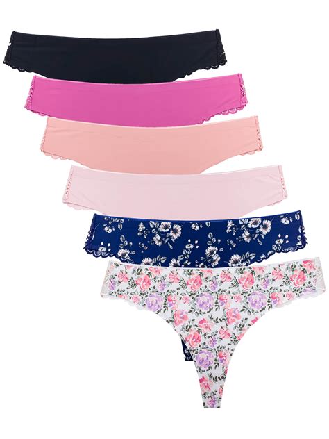 B2body B2body Womens Panties Lace Back Floral Thong Small To Plus