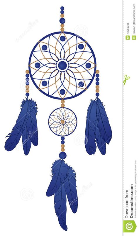 Dream Catcher With Blue Feathers Stock Vector Illustration Of Hanging
