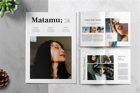 Matamu Clean And Minimalist Magazine Template Print Templates Ft A4