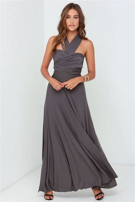 Lulus Exclusive Tricks Of The Trade Dark Grey Maxi Dress At