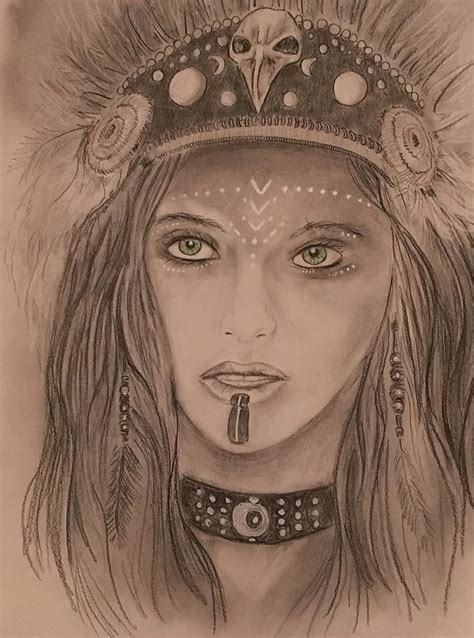 Native American Girl Drawing By Robert Polley Fine Art America