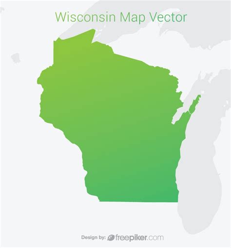 Freepiker Wisconsin Map By Gradient Color Vector Design