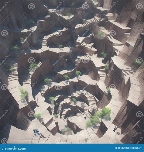 Explore the Enigmatic Labyrinth of Ancient Wonders Stock Illustration