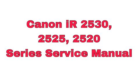 Canon Ir 2025 Ir2525 Ir3025 Service Manual Youtube