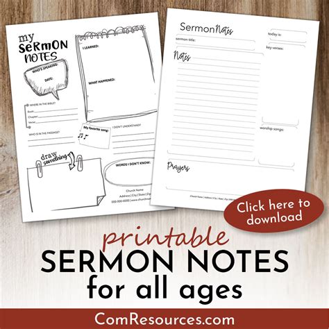 Free Printable Sermon Notes For All Ages