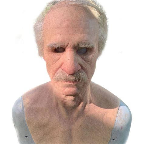Hirigin Halloween Face Mask Old Grandpa Shaped Latex Headgear With Wig