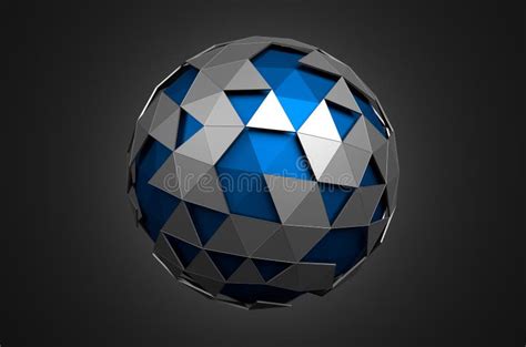 Rendição 3d Abstrata Da Baixa Esfera Azul Poli Com Ilustração Stock