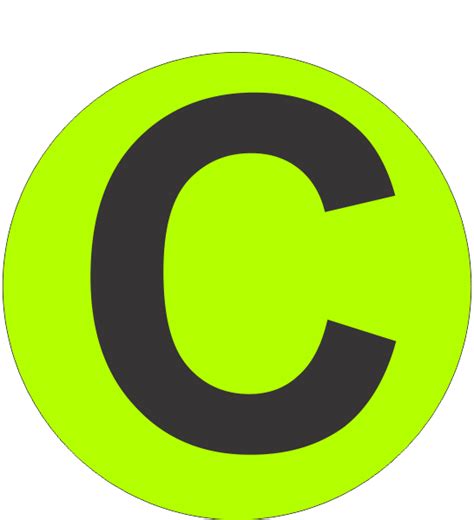 Fouroescent Circle Or Square Label Alphabetic Letter C