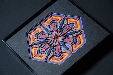 Hexagonal Snowflake Paper Sculpture Floral Geometry Papercut Etsy Uk