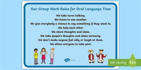 Our Group Work Rules For Oral Language Time Display Poster