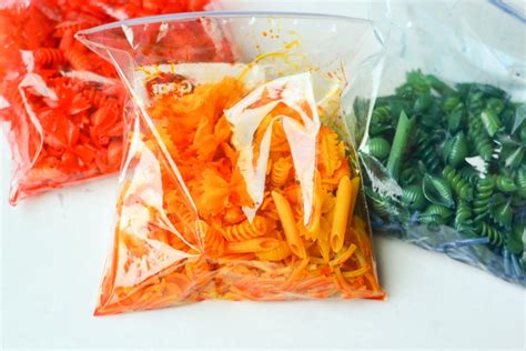 Dyed pasta is great to use in countless craft projects, and it's also excellent for small children engaging in sensory play. How to Dye Pasta Noodles for Crafts - Typically Simple