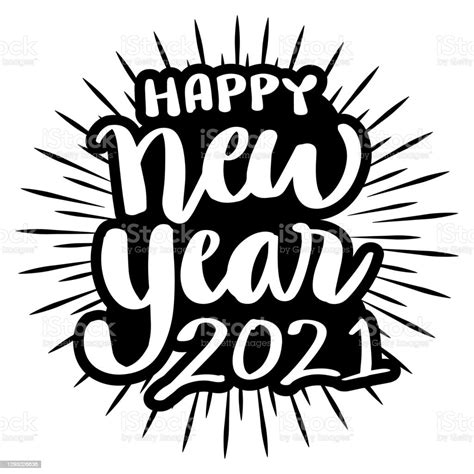 Happy New Year 2021 Typography With Burst Stock Illustration Download